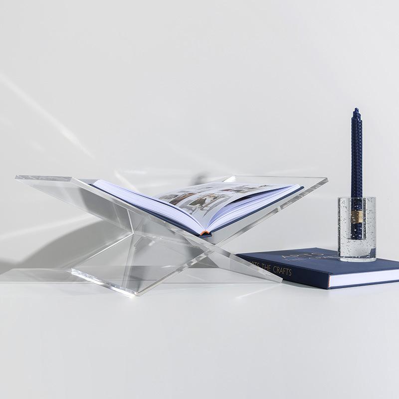 Transparentes Bücherregal aus Acryl, Displayhalterung, Kunstdekorationsregal, einfaches Schreibtisch-Magazin-Lagerregal