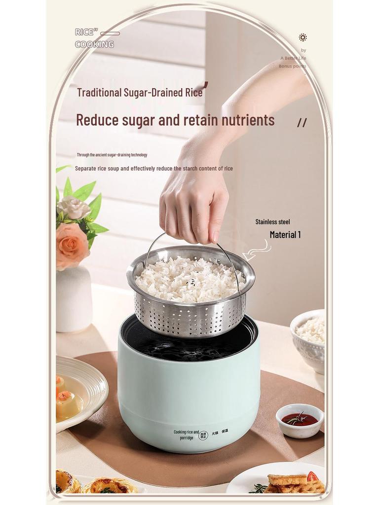 Compact Multifunctional Electric Rice Cooker Steamer – Non-stick, Low Power, Ideal for Dorms and Small Spaces