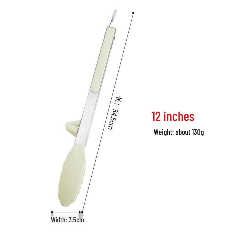 High-Temperature Resistant Silicone and Stainless Steel Food Tongs - Ideal for Barbecue, Roasting, and Bread.