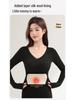 Women’s Cashmere Silk Slimming Underwear Set with Built-In Bra: Warm Cotton-Wool Long Sleeve Top & Bottoms for Autumn/Winter