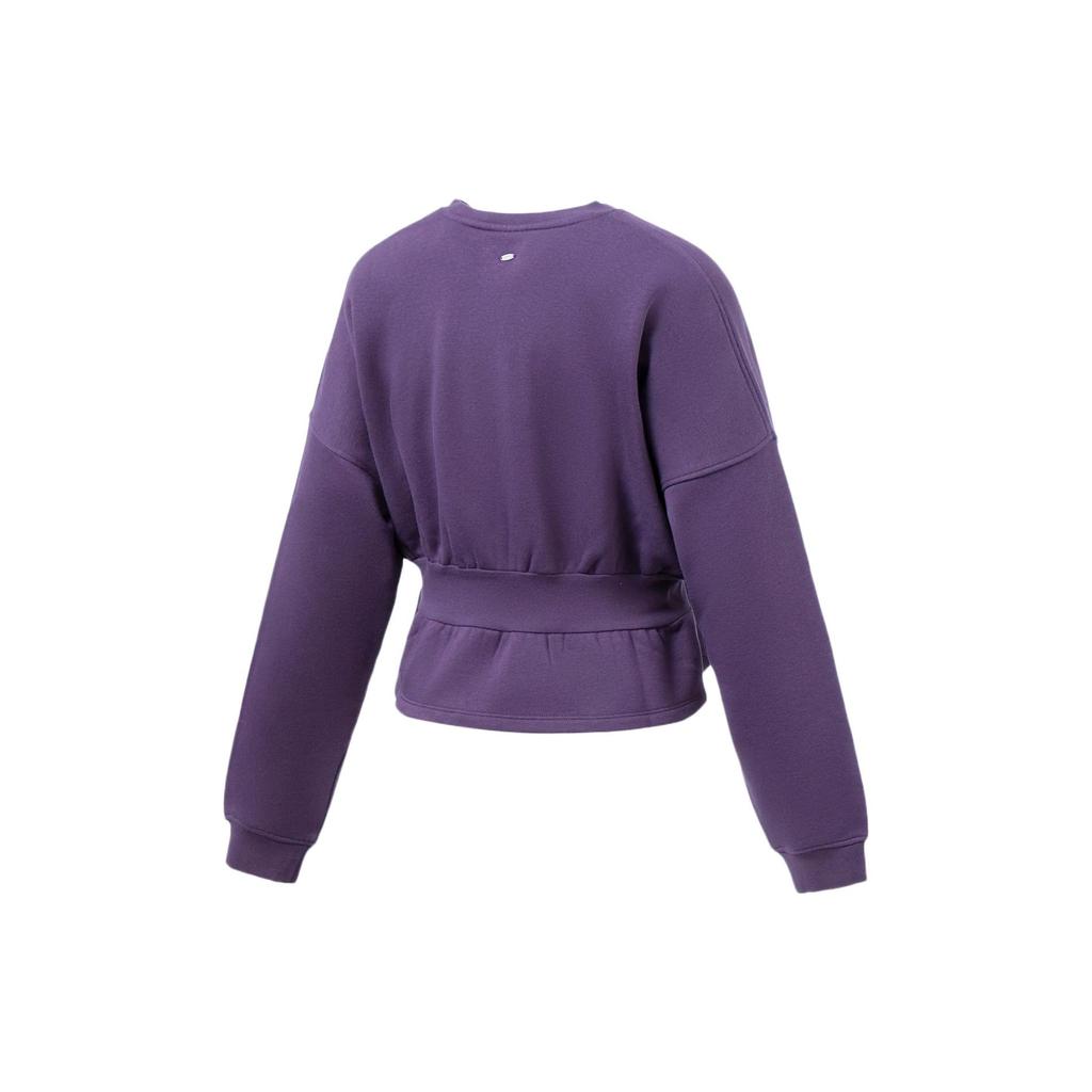 Li Ning Solid Color Heart Shaped Waist Round Neck Pullover Sweatshirt Women sweatshirt Sweet-Grape-Purple AWDRG28-4