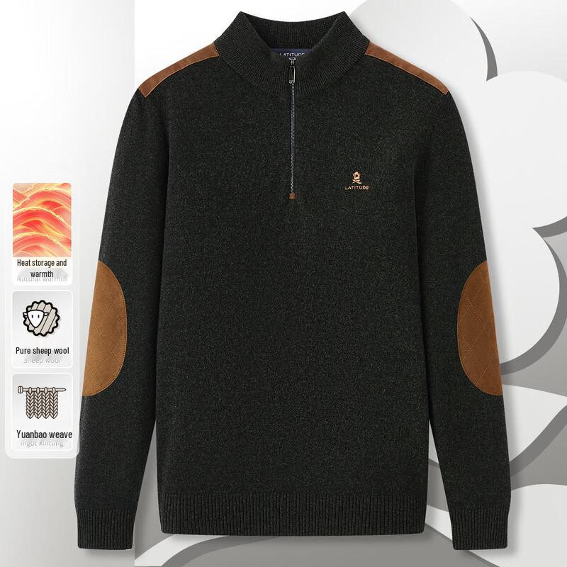 

MONTAGUT Men s Winter 100% Wool Half-Zip Sweater M