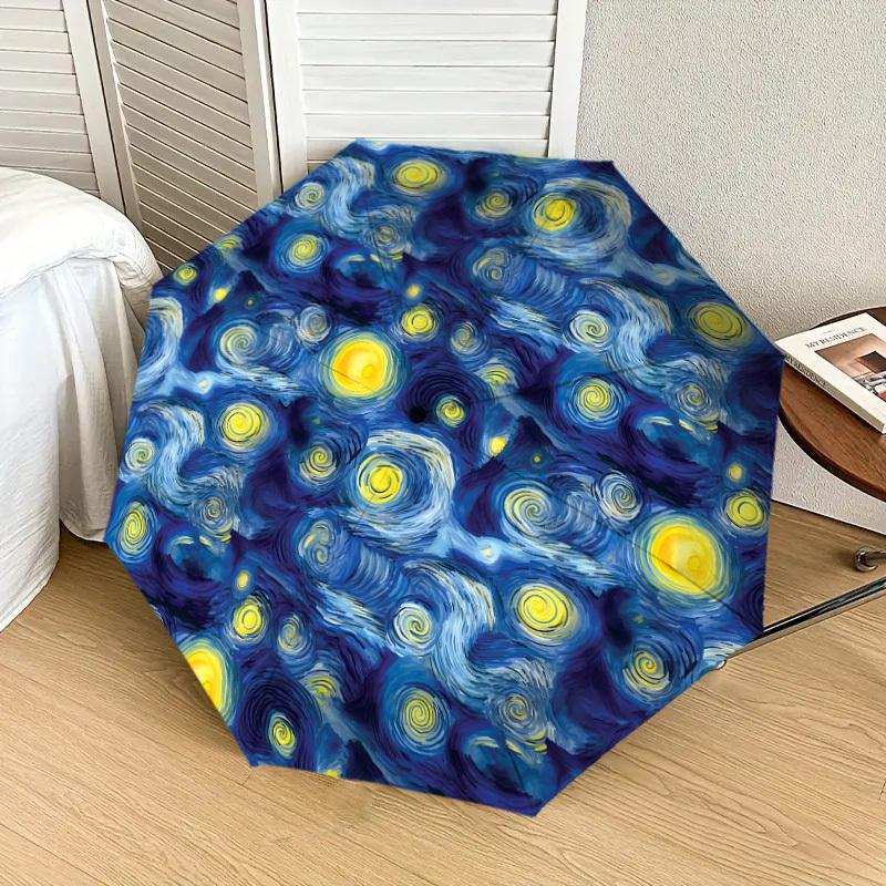 1pc Night Sky Stars Pattern Umbrella Design Automatic Opening and Closing Umbrella, High-quality Travel Umbrella, Lightweight and Portable, -1002131