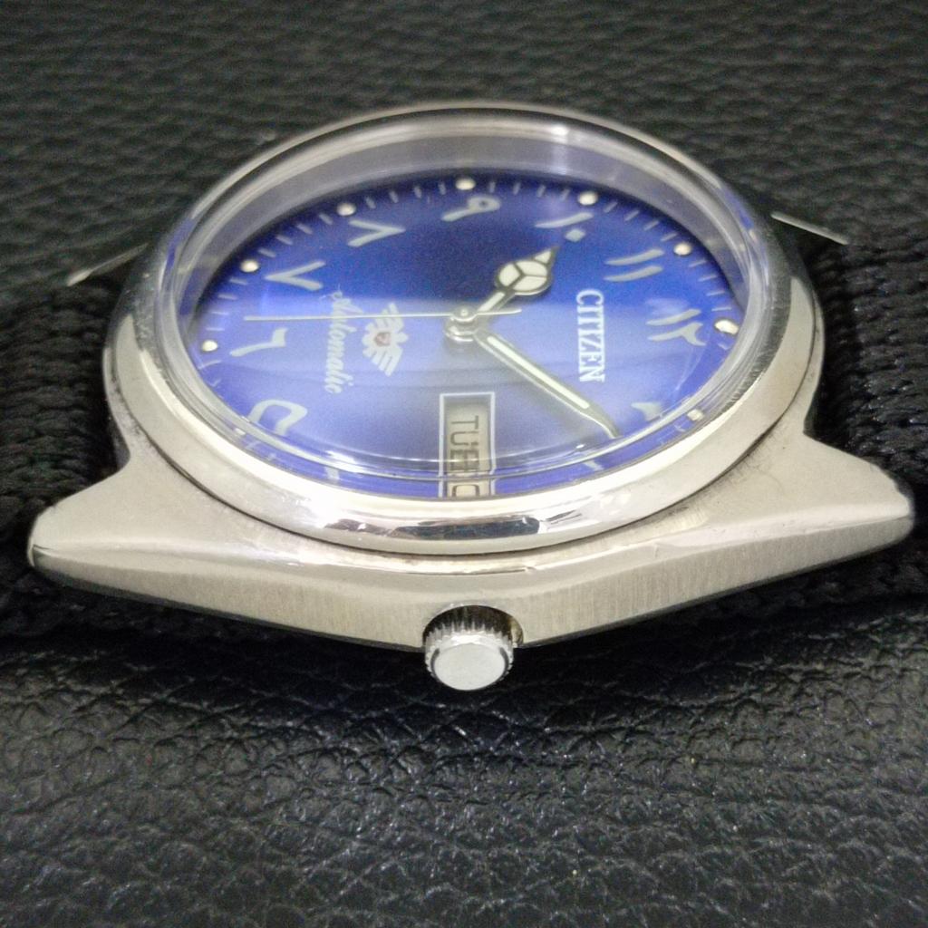 USED VINTAGE CITIZEN AUTOMATIC 8200 JAPAN MENS ARABIC BLUE DIAL WATCH A434810-2 R123-a434810
