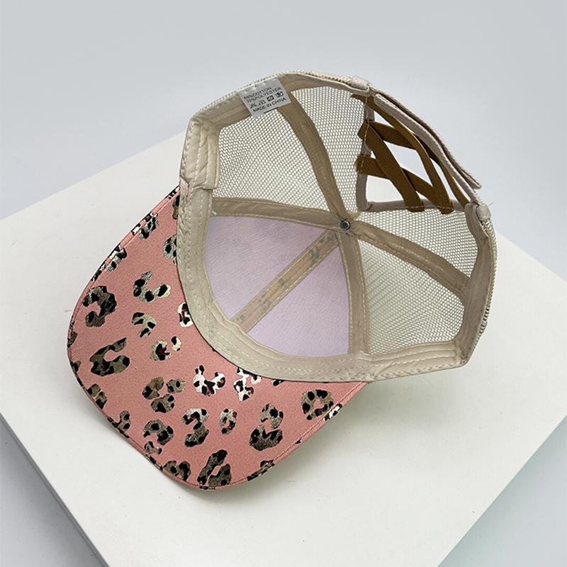 Baseball Tail Cross Criss Print Leopard Bronzing Women New Brand Latest Fresh Caps Peaked Hats Mesh Breathable Sunshade Versatile Trucker Fashion