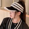 Autumn and Winter Thermal Hat Women's Striped Knitted Thread Hat Outdoor Sports Hat Windproof Ear Protector Wool Hat