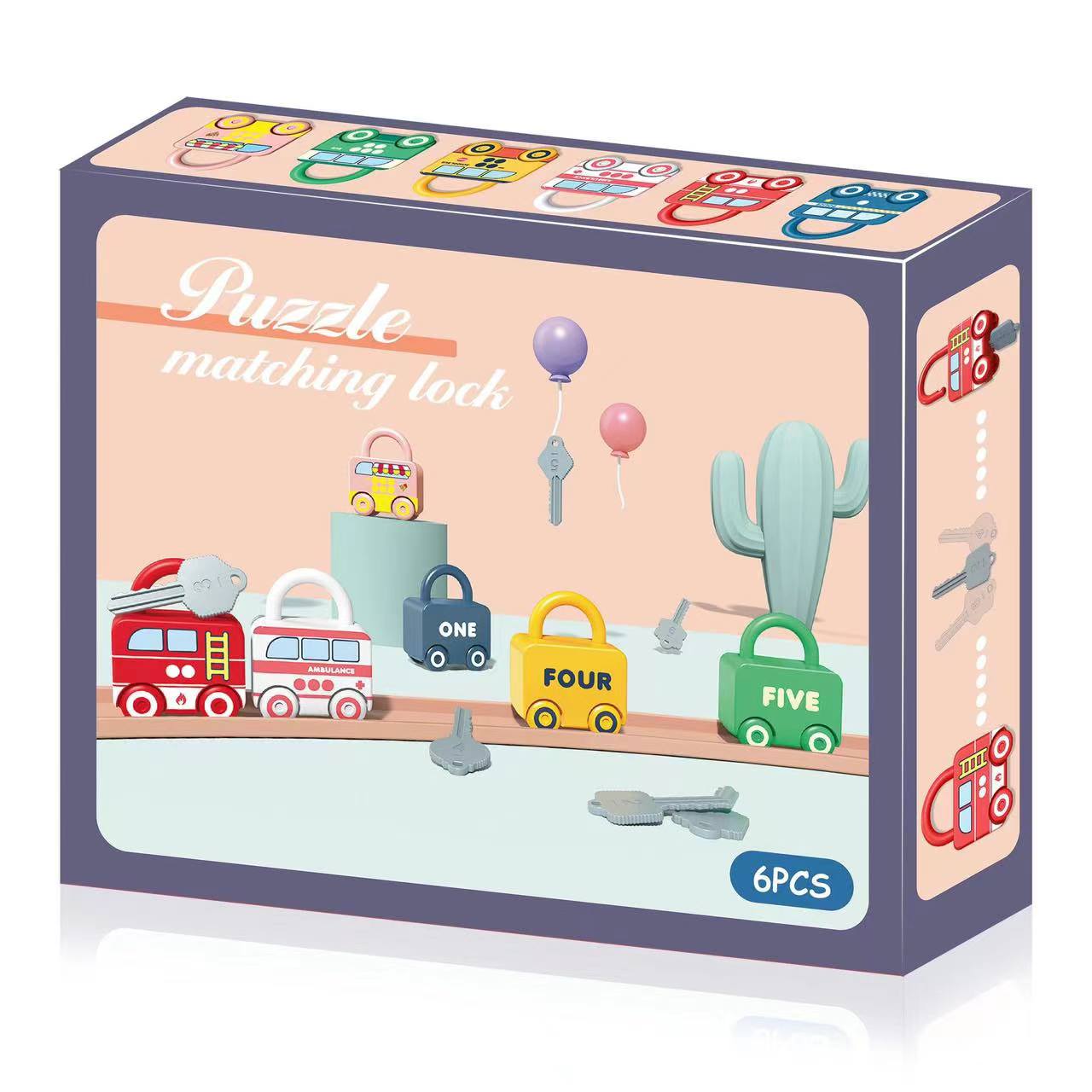 

6Pcs Kids Learning Lock Unlock Car Toy With Keys Kids Montessori Educational Toys Learning Locks Matching Games Toy