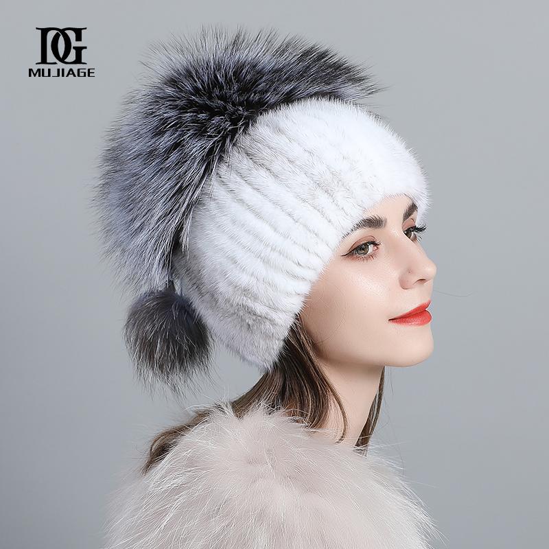 

Шапка женская зимняя, корейская версия, теплая норковая шапка из цельной норковой кожи, зимняя универсальная модная милая меховая шапка для девочек 55-59cm