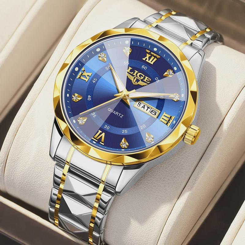 Fashion Simple Quartz Man Watch Luxury Business Steel Band Casual Sports Waterproof Date Weeks Watches