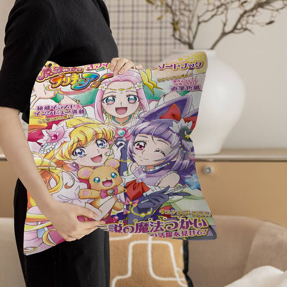 Precure Anime Pillow Covers Cartoon Sofa Decorative Home Double-sided Printing Short Plush Cute Cushion Cover