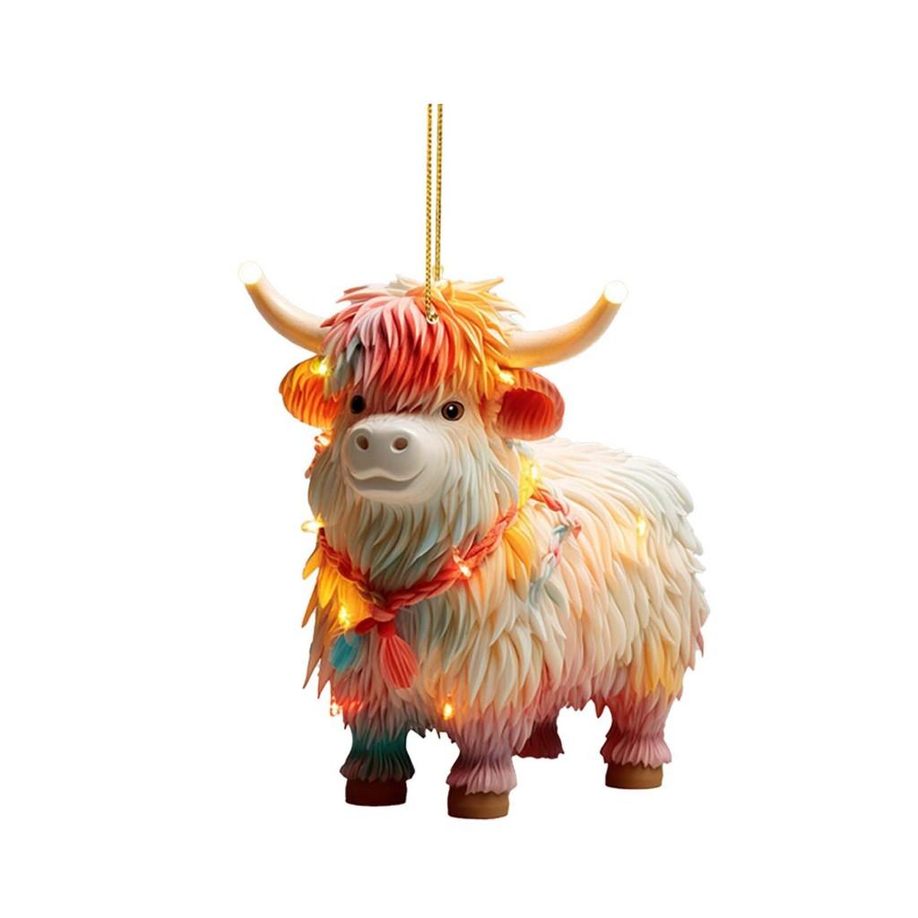 2023 Colorful Cute Acrylic Cow Car Accessory Adorable Cartoon Style For Decor Vehicle