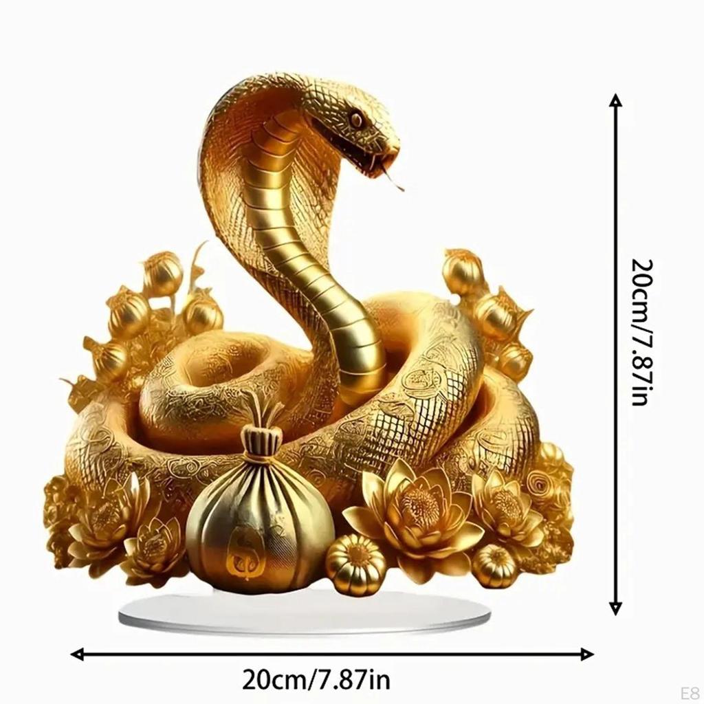 Year of The Snake Acrylic Sign Chinese Lunar Decoration Artwork Desktop Ornament for