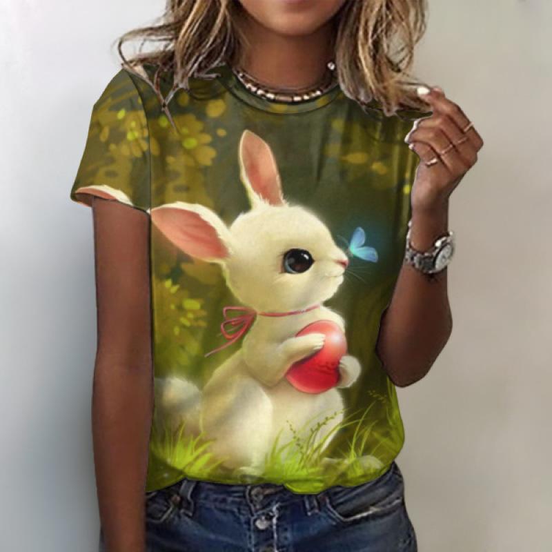 Женская футболка с 3D принтом кота и летним элементом — фото 18