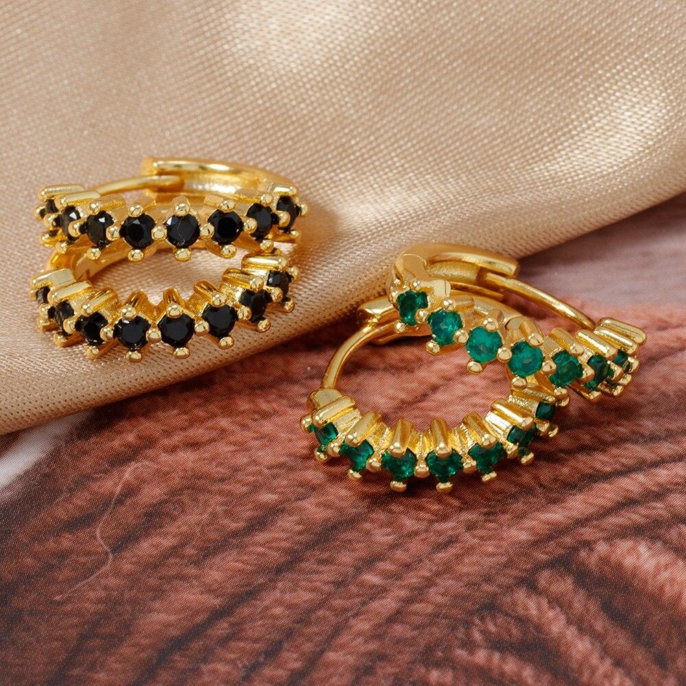 Luxusní nerezové barevné zirkonové kruhové náušnice pro ženy Móda Korejský Huggie Dámské šperky pendientes mujer