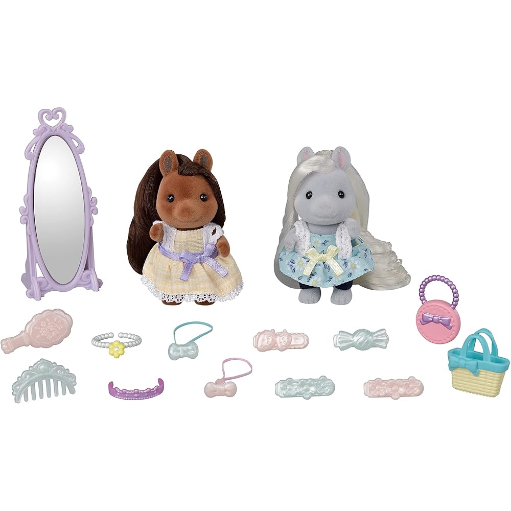 Sylvanian Families Pony Friends Set Hair Salon Toy Dollhouse for Ages 3 and Up EPOCH