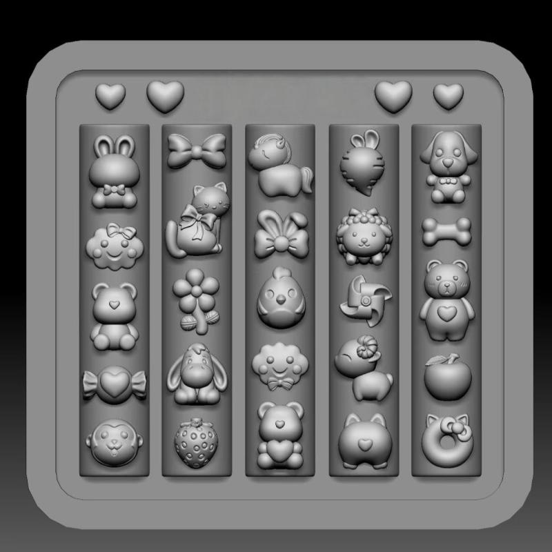 Cartoon Cute Animals 3D Silicone Nail Mold Diy Fruit Design Transparent Mold Manicure Design Tools Nail Art Decoration