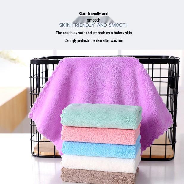 Soft, Absorbent Small Coral Fleece Towel for Children - Skin-Friendly and Solid Color