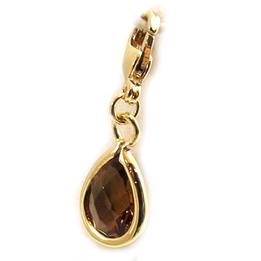 Les Trésors De Lily [L1263] - Brown Gold Plated 'Linda' Charm Pendant