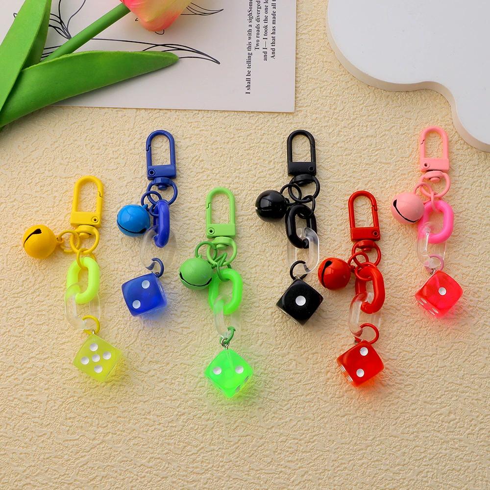 Красочные акриловые кости брелок милый мини колокольчик подвески брелок женский кошелек — фото 4