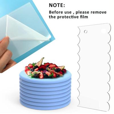 6Pcs Large Acrylic Cake Scraper Set Cakes Smoother Scraper Transparent Decorating Contour Stripe Cake Comb Kitchen Baking Tool