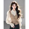 Soft Satin Striped Puffed Sleeveless Shirt For Spring Chic Womens Fashion