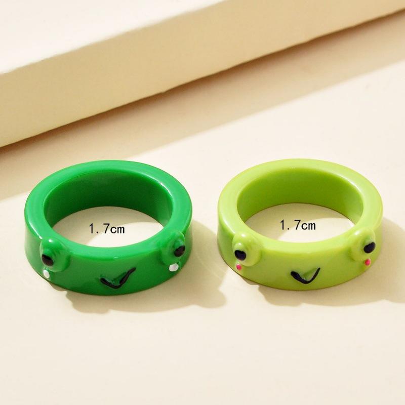 Colorful Cartoon Frog Resin Ring for Kids - Fun and Playful Index Finger Ornament