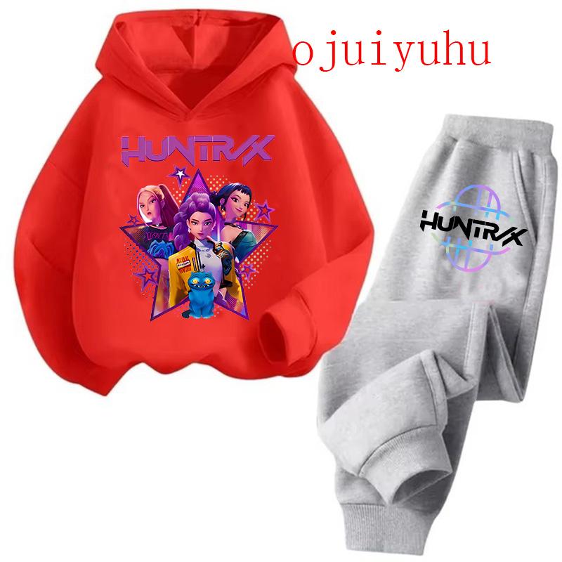 Streetwear 90s Sets Children Hoodies Kpop Demon Hunters Pullover Sweatshirt Anime Trucksuit Cartoon Girls Boy Kids  Clothes
