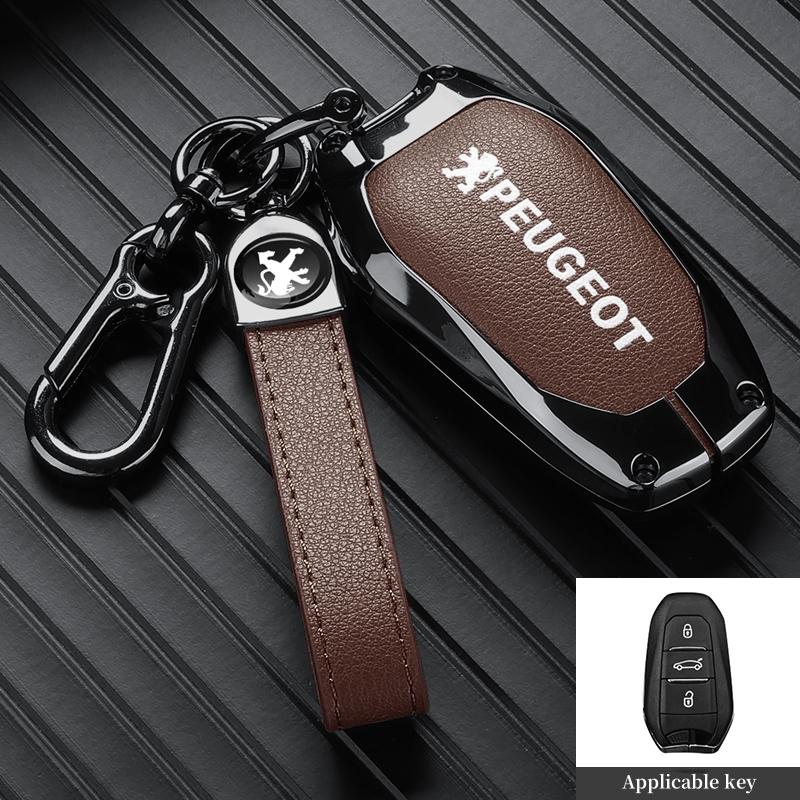 Zinc Alloy Car Key Case Cover For Peugeot 301 308 408 508 2008 308S 3008 4008 5008 307 Accessories Leather Keychain Bag Holder