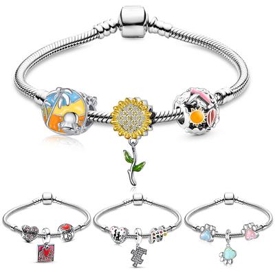 41 estilos de alta calidad de cristal y esmalte esmaltado colgante de cuentas cadena de serpiente pulseras de dijes para joyería de mujer