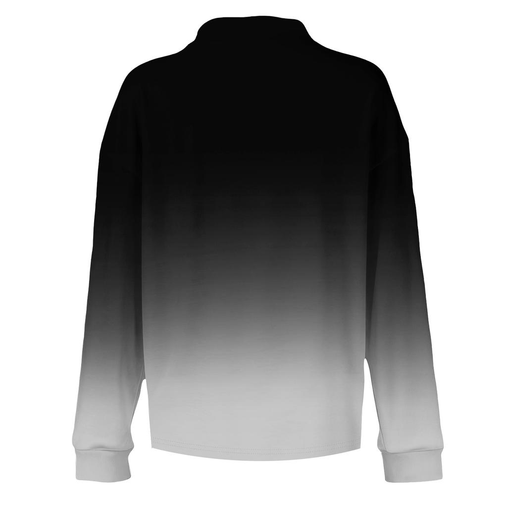 Women's Retro Street Lazy V,neck Long Sleeve Button Gradient Pullover Top