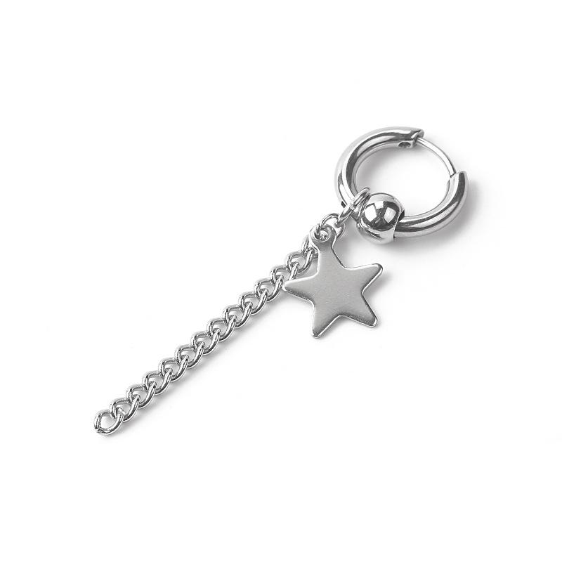 1Pcs Men Punk Cross Stars Dangle Earrings Women Gothic Stainless Steel Cross Ear Stud Earrings Piercing Huggies Pendant Jewelry