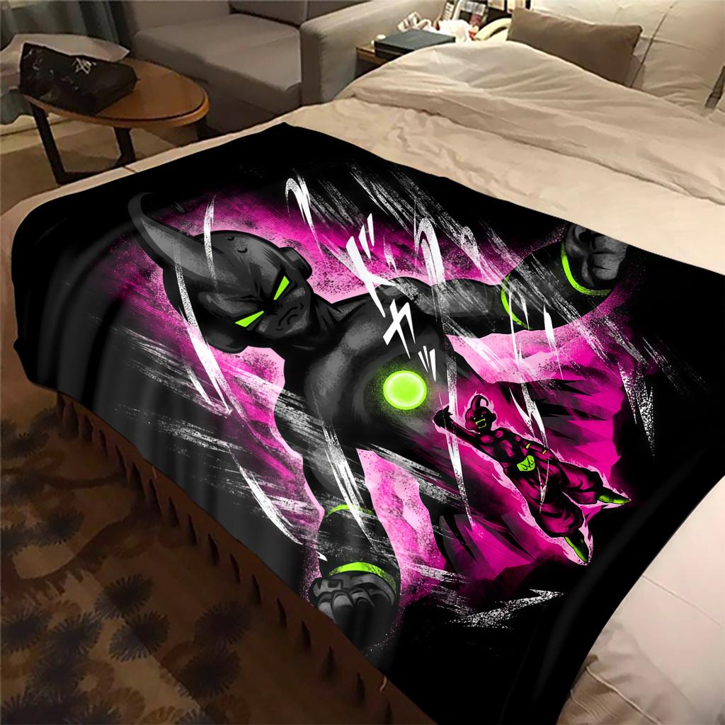 1PC Majin Buu Print Flannel Blanket, High quality All Seasons, Home Decor, Warmth and Comfort, Perfect for Christmas Gifts
