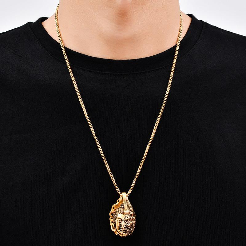 New Fashion Half Buddha Half Demon Retro Pendant Good and Evil One Thought Necklace Jewelry