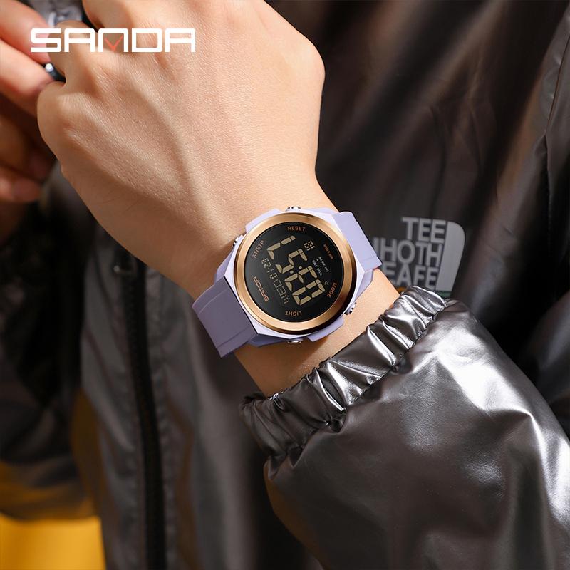SANDA 2199 Luxury LED Display Digital Watch for Men Shockproof Mens Wristwatches Sport Waterproof Countdown Relojes Para Hombre
