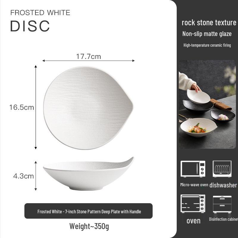 High-End Irregular Ceramic Deep Plate for Vegetables & Fruits 23cm Diameter