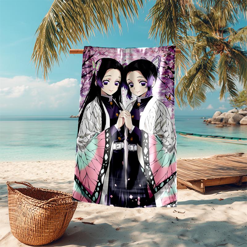 Beach Towel with Demon Slayer characters1 Pattern - soft,absorbent,machine washable Lightweight&Modern,swimming,Travel Essentials