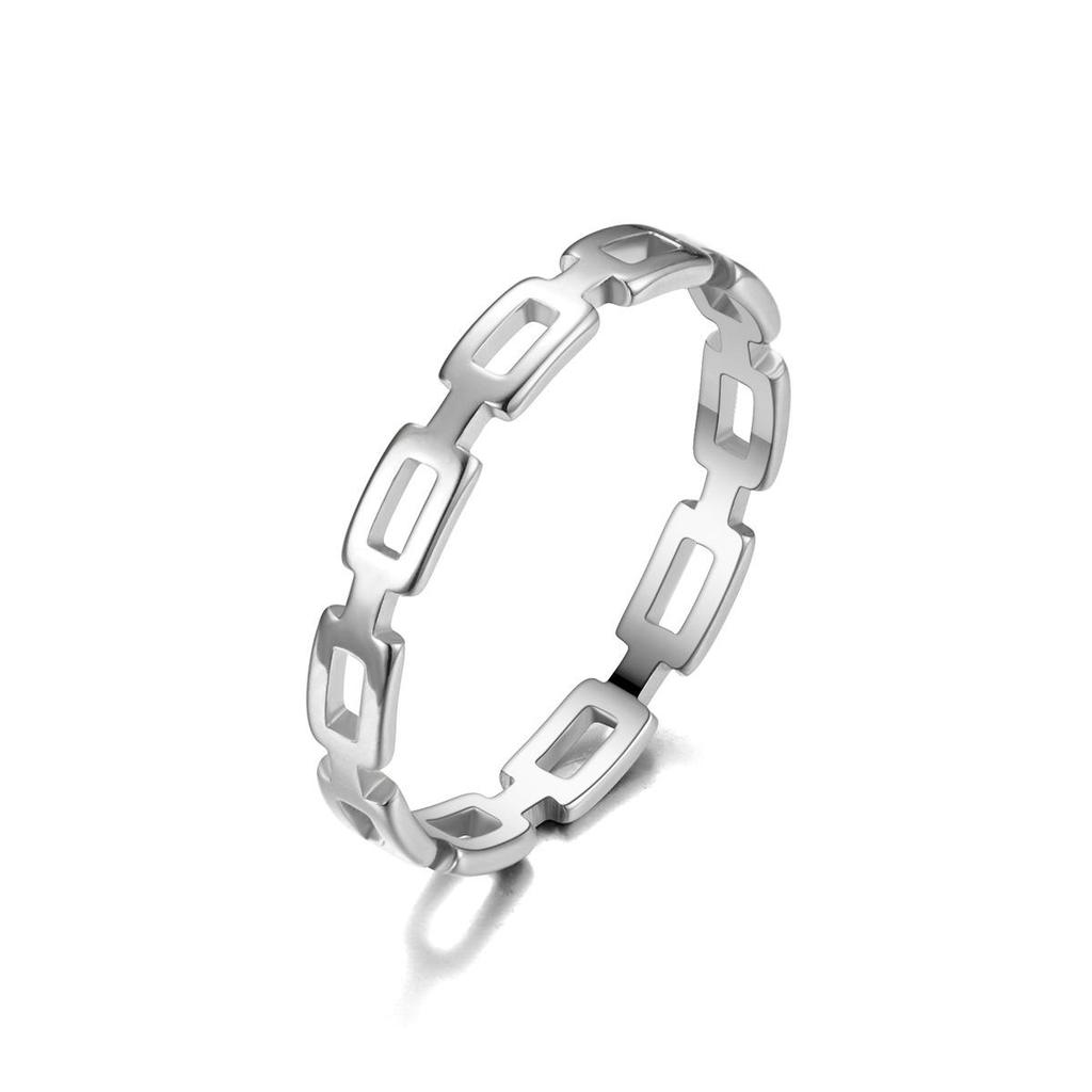 Stainless Steel Cutout Women's European & American Non-Fading Luxury Couple Matching Ring Band