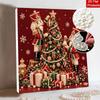 Handmade Framed Pearl Painting Set with Christmas Nutcracker Tree Design 5D Shiny Bead Art Canvas Creative Craft for Room Decor