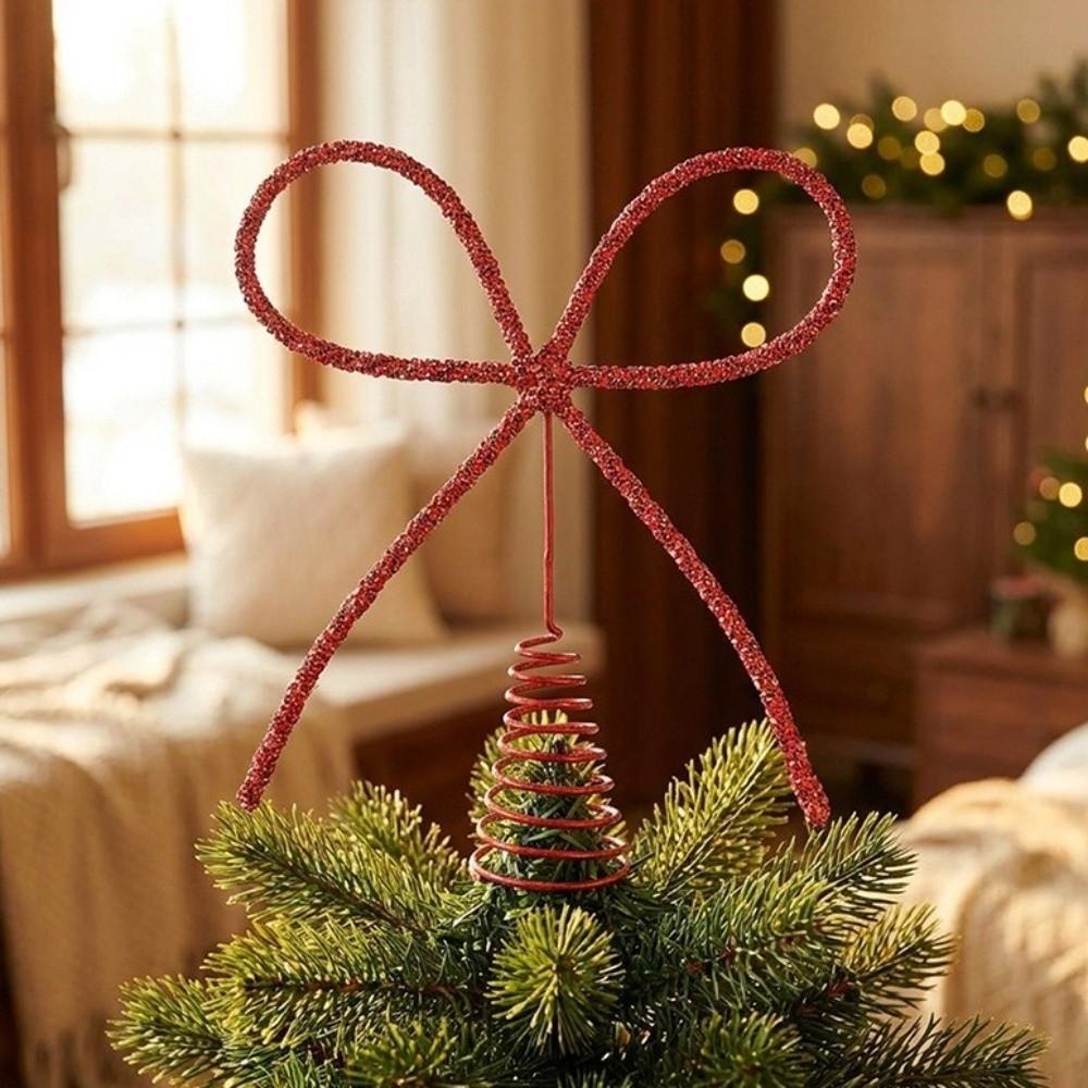 Metal Christmas Tree Topper Glitter Finish Tree Top Decoration Outdoor Decoration
