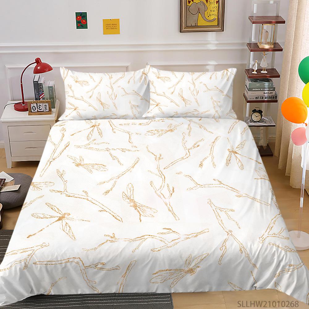 Cartoon Painting 3D Digital Printing Quilt Cover Pillowcase Two Three Piece Set Polyester