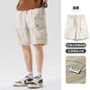 Cool combed cotton summer thin shorts men's loose mid length straight leg workwear cropped pants