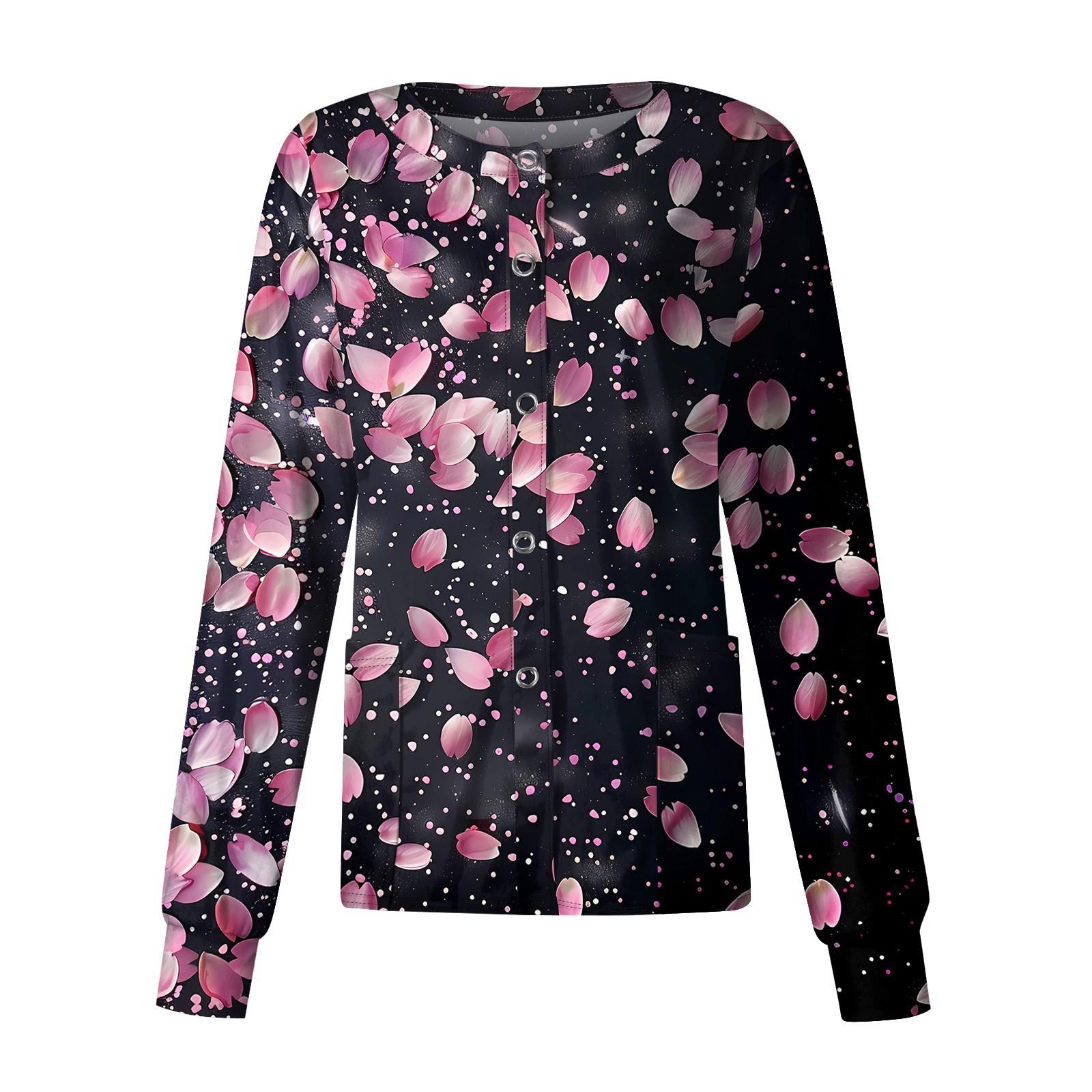 

Женский повседневный однобортный однобортный защитная одежда с длинными рукавами и цветочным принтом, кардиган, топ S