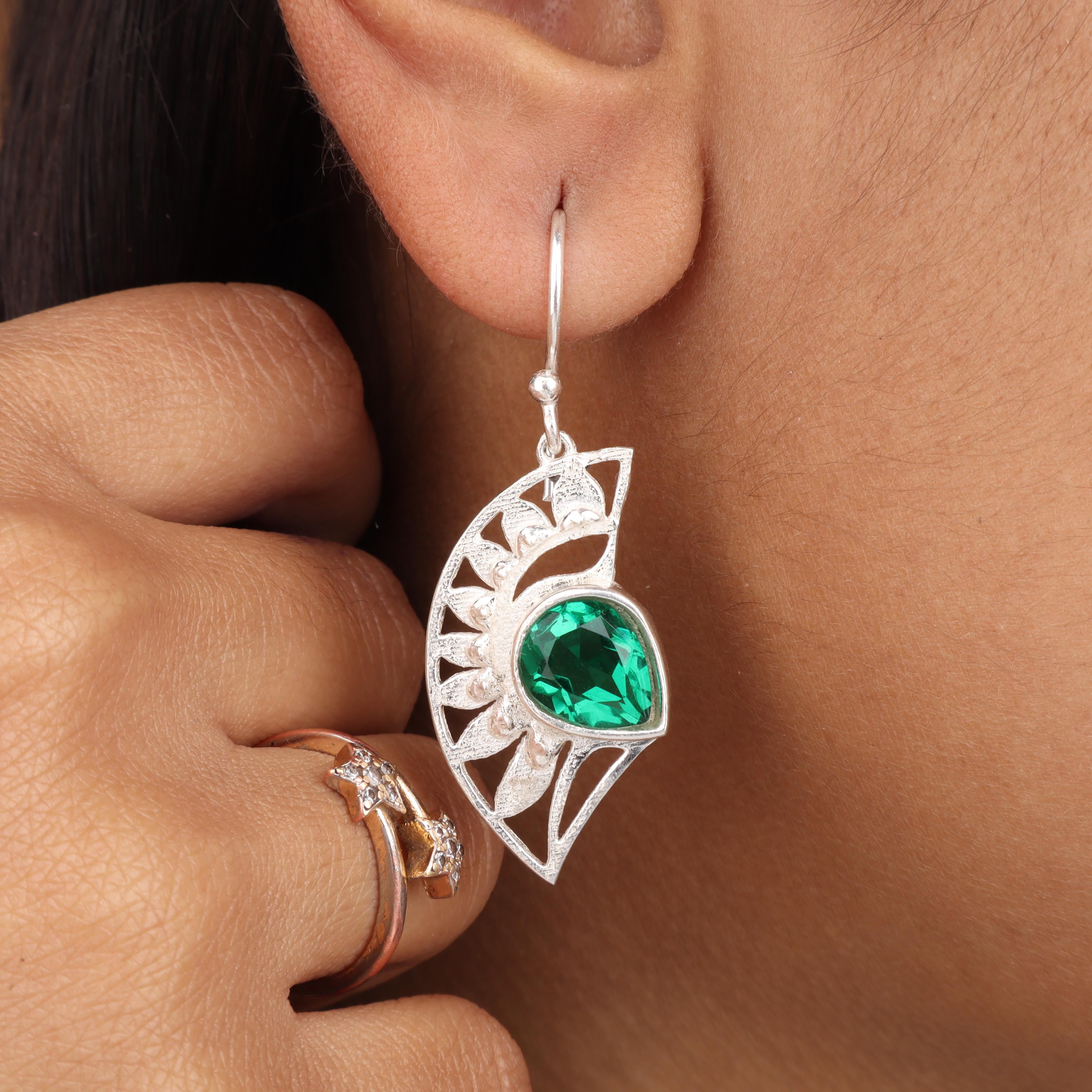 

Chrome Diopside Gemstone Silver Earring, 925 Sterling Silver Jewelry, May Birth-Stone Gift, Elegant Earring, Thanksgiving Gift For Her CE-26-4