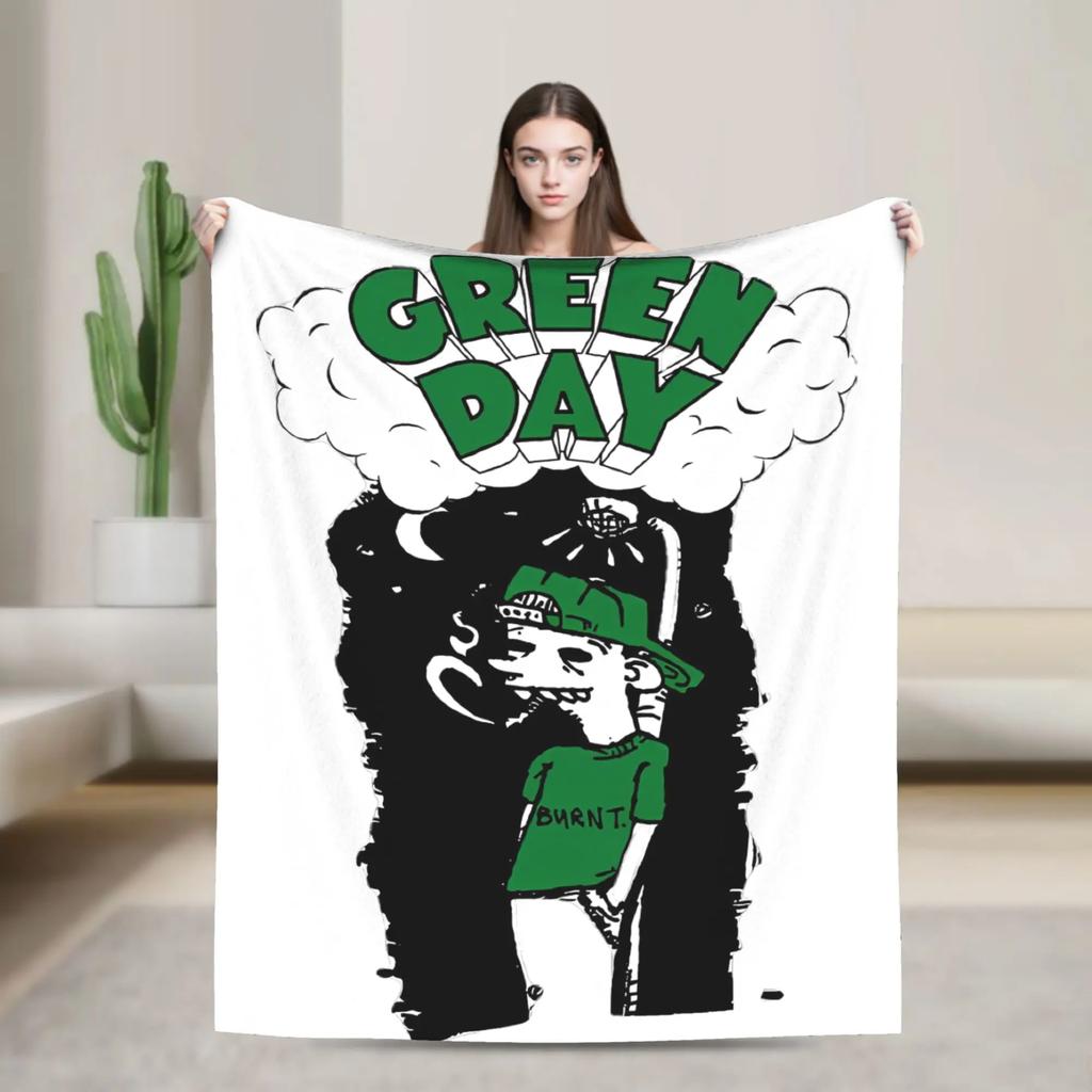 Punk Greens Days Fleece-Kuscheldecke Musik-inspiriert Leichte dünne Bettüberwürfe für Zuhause Gemütliche Deko
