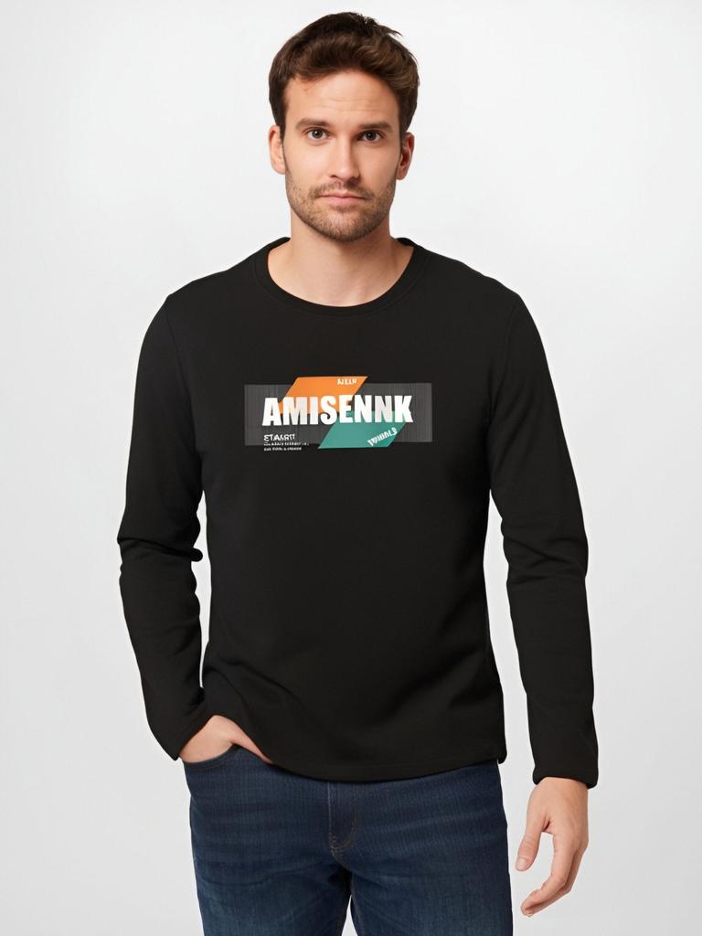 S-5XL Mens Long Sleeved T-Shirt Pure Cotton Man Big Size Crew Neck Sweatshirt