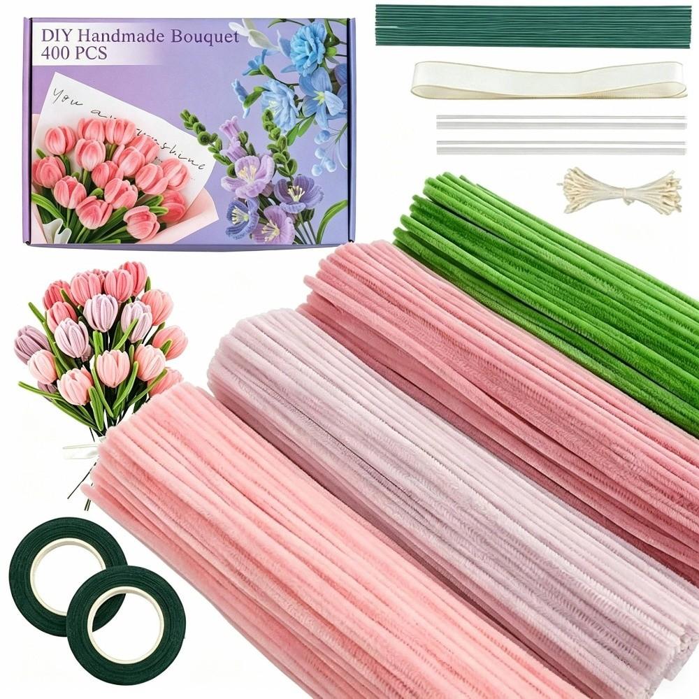 

400 Pieces 12 Inch Pipe Cleaners Multi-Color Twistable Stick Creative Flowers Craft Kit Kids A