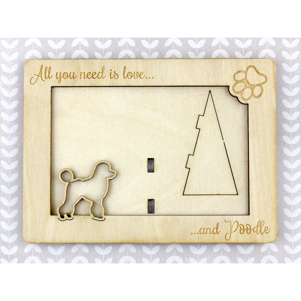 Poodle - Photo frame, engraved wooden frame, a lovely gadget for the dog lover by Art-Dog