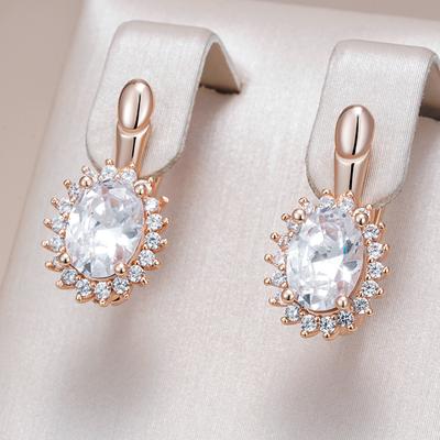Orecchini a pendente da sposa color oro rosa da donna alla moda lucidi zircone naturale accessori alta qualità gioielli fini quotidiani