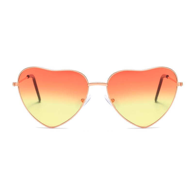 Metal Heart Sunglasses with Ocean Lenses - Fashionable Heart-shaped Street Style in Candy Colors