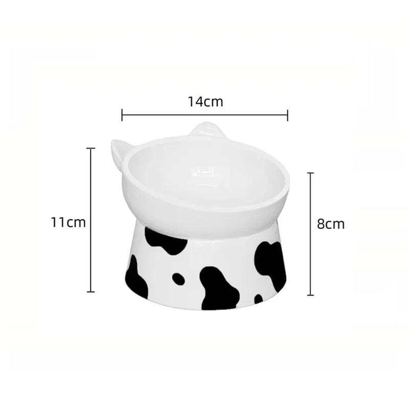 

Ceramic Pet Large Diameter High Foot Oblique Mouth Cervical Vertebra Protection Dog Food Bowl Anti Overturning Cat Food Bowl 1Pc